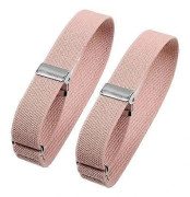 1 par kvinnor män elastiskt armbindel enfärgad skjortärmhållare justerbara armmanschetter band klädtillbehör pink
