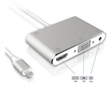 1080P Lightning till HDMI VGA Ljud Video Adapter Omvandlare för Apple