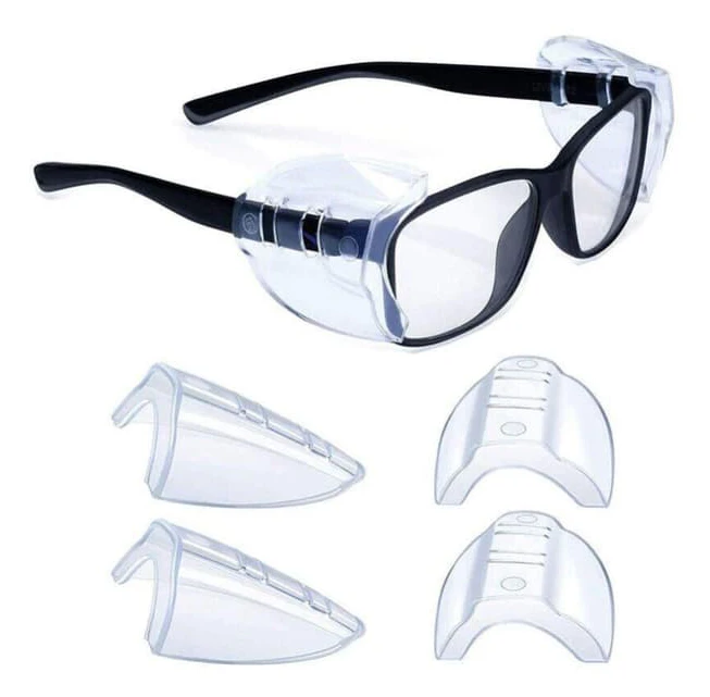 Set med 2 par sidoskydd för skyddsglasögon - Transparent sidoskydd - Universellt sidoskydd - För små och medelstora glasögon