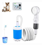 USB-uppladdningsbar bärbar duschpump med sprayhuvud för utomhusförfriskning, perfekt för camping, vandring, resor, biltvätt, husdjur Blue