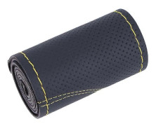 Gör-det-själv rattöverdrag Universal 38cm flätat överdrag för ratt Andningsbart och halkfritt bilrattfodral Yellow Thread