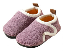 Barntofflor i bomull, mjukt plyschfoder, halkfri sula för pojkar flickor, inomhus, vinter, lila, storlek 30/31 purple 30/31（ 17.5 cm）