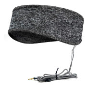 Grått Musik Sovpannband med Hörlurar, Mjukt Elastiskt Resepannband med 3,5 mm Kabel och Smal Högtalare, Bekväm Sömnmu