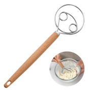 Dansk degvisp 10-tums holländsk visp äggvisp med plasthandtag mixer rostfritt stål dubbla hål【26*7.5cm】