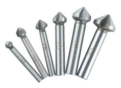 6 st 90 3-skärig försänkningssats, försänkare 1/4 " sexkantskaft, försänkningsborr, försänkningsbitsats