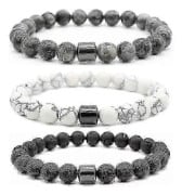 3-pack Sluta Röka Armband, Svart Gallstens Magnetiskt Anti-Rökningsarmband, Stilrent och Mångsidigt, Ångestdämpande Armband för Rökning Män och Kvinnor,...