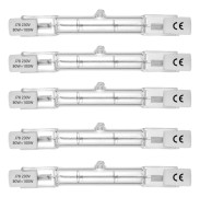 Halogen Tube. R7S Socket. T3 Halogen Tube Lamp. 230V. 80W. 78mm. Warm White - 2800K (5 pieces)