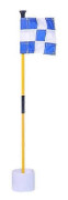 Blå och vit golfgreenflagga, färgglad tvådelad rutig greenmålhålkoppflaggstång, golftillbehör JH4 Blue white grid