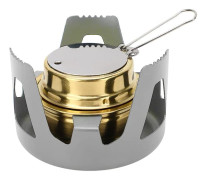 Mini Alkoholspis Mässing Aluminiumlegering Säker Vindtät Bärbar Ryggsäcksspis för Camping Matlagning Grå