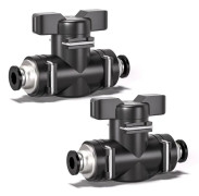 10 svarta 8 mm pneumatiska kulventiler för direkt luftflödeskontroll. Pneumatisk koppling