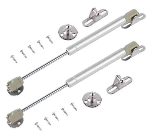 Ulisem Möbelgångjärn, 2 stycken, 40 N 270 mm hydrauliska bagagerumsfjädrar, gasfjädrar i rostfritt stål, köksdörrsfjädrar med skruvar (silver)