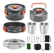 Utomhusgrytset Bärbar campingkokare vattenkokare Picknickgrillgrytset Bärbar hopfällbar picknickgrytkombination Orange