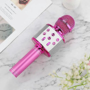 WS-858L LED-ljus blinkande trådlös kapacitansmikrofon levereras med ljudmobiltelefon Bluetoon Live-mikrofon Pink WS-858L (Pink)