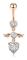 14G Hjärtformade Dangle Navelpiercingar för Kvinnor 316L Rostfritt Stål Änglavingar Navelpiercing Navelstavar Dinglande Kroppspiercing
