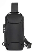 Vattentät USB-laddande stöldskyddad crossbody-väska med lås, bärbar bröstväska ryggsäck svart JH4 One size Black
