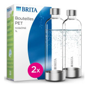 BRITA-flaskor, förpackning med 2, för sodaONE-läsktillverkare | 2X 1 liters ersättningsflaskor | Lätt, BPA-fri PET-flaska i duopack | Mousserande flas