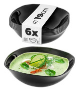 KADAX Salladsskål 19 cm Glasskålar för Soppa och Snacks Set med 6 Svarta