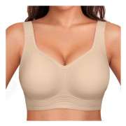 1 st trådlös gelé-bh för kvinnor, plusstorlek, stödjande, sömlös, bekväm, lätt bh för dagligt bruk Creamy Beige L