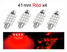 Spollampa 41mm 42mm röd Led 2835SMD 4-pack C5W SV8.5