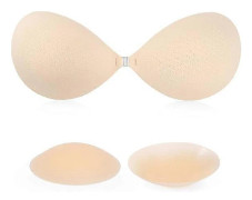 Självhäftande axelbandslös återanvändbar silikon-push-up-bh för kvinnor, beige Beige 30-40B