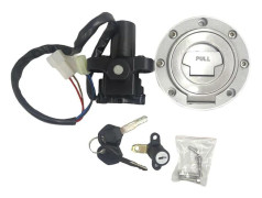 Tändningslås + Tanklock + Sadellås + Nycklar Kompatibel med Yamaha MT03 MT09 YZF R1 R6 Fz6 FZ07 FZ8 XJ6 FJ09 FJ13 FZ1 FZ10 FJR1300, Tändningslås