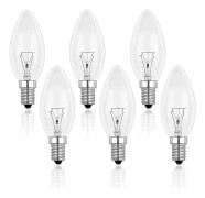 6-pack E14 60W ljuskälla, glödlampa, 2700K varmvit, Edison skruv transparent ljuskälla, lämplig för taklampa