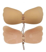 Axelbandslös självhäftande bh Rygglös bh Osynlig silikon-bh Push up-bh för kvinnor 2-pack (C)