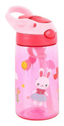 480 ml Tritan barnvattenflaska med flipp-sugrör, BPA-fri läckagesäker flaska för skola, resor, äventyr, sommarläger, rosa kanin