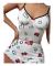 Loungewearset med körsbärstryck - Croppad Cami och Shorts - Polyester FL L
