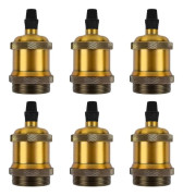 Vintage E27 Bulb Socket Set (6 pcs), Aluminum Bulb Sockets, Retro Edison Sockets for Ceiling Lamps & Wall Lamps