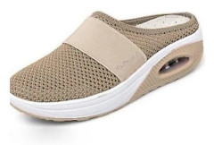 Andningsbara vardagliga slip-on promenadskor i mesh (41 Khaki)