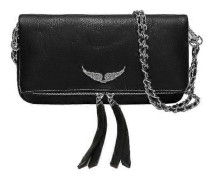 Zadigvoltaire Damväska Läder Messenger Bag Dam Axelväska Med Dragkedja Rhinestone