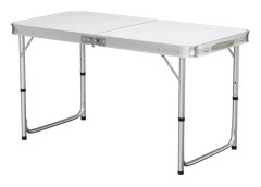 Hopfällbart bord - Campbord - Aluminium - Höjdjusterbart - 120x60 cm - Bärhandtag - För inomhus och utomhus