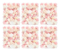 Blomvägg i konstsilke - 3D blompaneler - silkesrosor hortensia dahlia - 6 st - väderbeständig bröllopsbakgrund inomhus utomhus