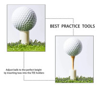 10-pack golfgummi-tee-hållare för driving range golf träningsmatta inomhus utomhus storlek 1,5 tum (10 golfgummi-tee-hållare 10 bambu-tees)