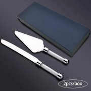 2 st Bröllopstårtservisset Kniv Pizza Spade Verktyg Födelsedag Kristallin Festgåva Rostfritt Stål Elegant Pizza Dessertverktyg