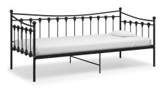 vidaXL Sängram bäddsoffa svart metall 90x200 cm