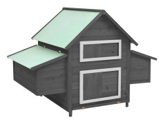vidaXL Hönshus grå och vit 150x96x110 cm massivt granträ