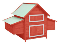 vidaXL Hönshus röd och vit 152x96x110 cm massivt granträ