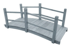 vidaXL Trädgårdsbro grå 140x60x56 cm massivt granträ