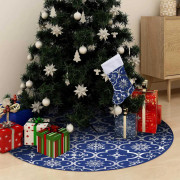 Julgransmatta lyxig med blå strumpa 122 cm tyg