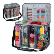 Knitting Bag Crochet Hook Bag, Single Shoulder Bag for Yarn with Visible Compartments, Yarn Storage for Transport