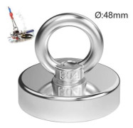 48 mm neodymmagnet – 75 kg dragkraft – Rostfritt stålhölje – Epoxiharts för skydd – Magnetfiske