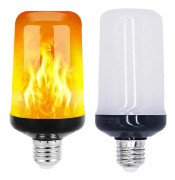 LED Light Source with Flame Effect, 4 Modes, E26 Socket with Gravity Sensor, Flickering Light Bulbs Halloween Home Party (2-pack)