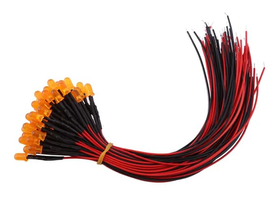 50 st förkopplade DC12V diffusa LED-dioder i flera färger 5 mm orange (#6)
