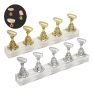 Magnetiskt nageldisplayställ, akrylövningshållare för nagelkonstträning och salongsdisplay, guld silver, 12 delar