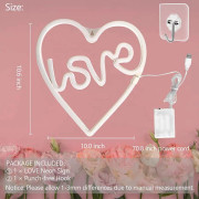 Neon Signs for Wall Decor Love and Heart Pink Neon Light Signs Powered by USB/Batteries, Acrylic Neon Lights for Girls Kids Bedroom, Wedding, Bar,