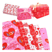 Self-adhesive Gift Tags & Bulk Tissue Paper for Valentine's Day Gifts - 6 Sheets 50×70cm Red Art Paper Folded for Easy Storage