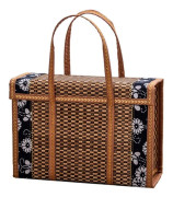 Wicker Picnic Basket with Handle for Fruit, Shopping, Food, Wicker Grass, Foldable Bamboo Basket