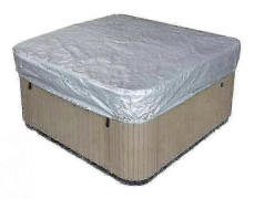 10 Storlekar Fyrkantigt Spabadskydd med Vattentätt Solskydd UV-beständigt, Utomhus Varmbad Spa Badpoolskydd, 190t 240*240*85cm sliver